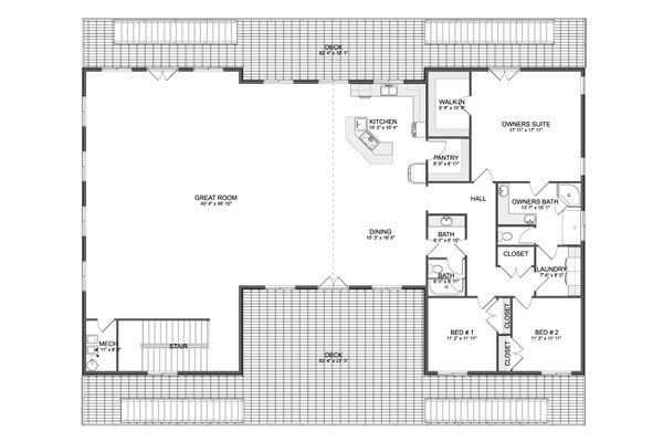 Floor Plan - Upper Floor for Barndominium House Plan #1060-424 - 3 bed, 2.5 bath