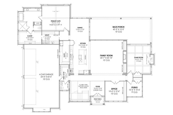 Floor Plan - Main Floor for Tudor House Plan #1096-2 - 4 bed, 4.5 bath