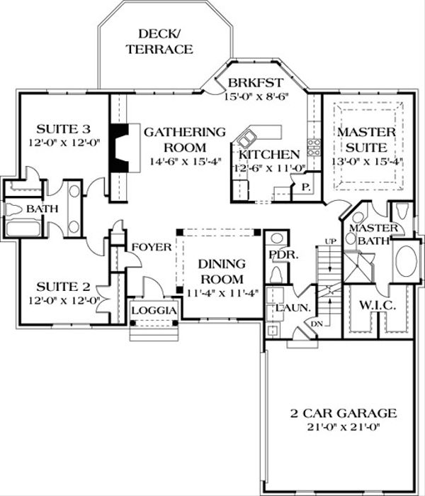 Dream House Plan - Traditional Floor Plan - Main Floor Plan #453-40