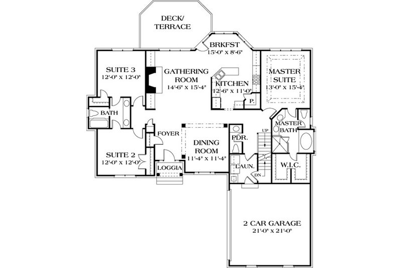 Home Plan - Floor Plan - Main Floor for Traditional House Plan #453-40 - 4 bed, 3.5 bath