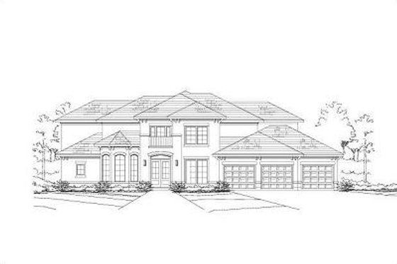 Exterior - Front Elevation for European House Plan #411-331 - 4 bed, 3.5 bath
