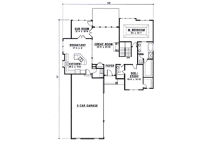 Floor Plan - Main Floor for Traditional House Plan #67-793 - 4 bed, 3 bath