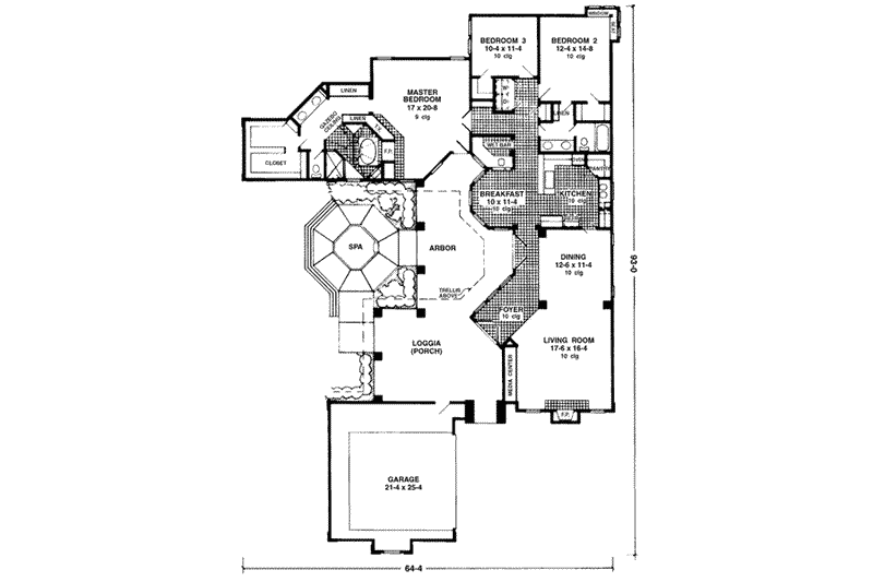 Home Plan - Floor Plan - Main Floor for Mediterranean House Plan #410-125 - 3 bed, 2 bath
