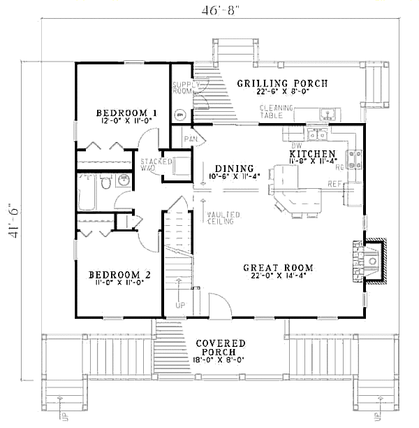House Design - Cottage Floor Plan - Main Floor Plan #17-2345