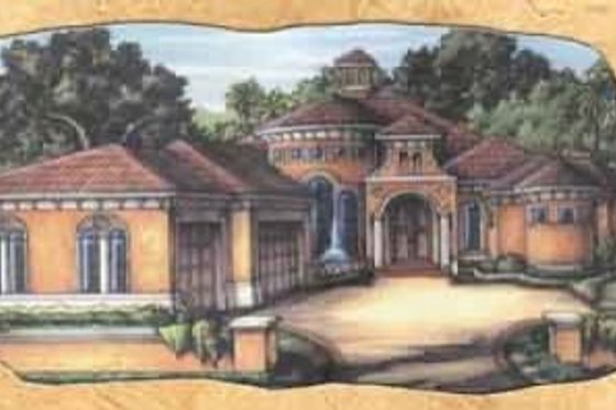 Exterior - Front Elevation for Mediterranean House Plan #115-123 - 3 bed, 3.5 bath