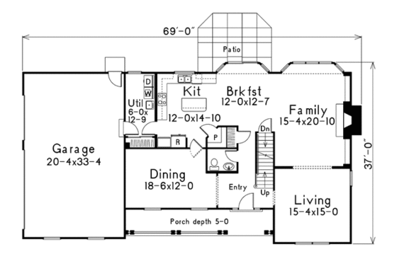 Floor Plan - Main Floor for Country House Plan #57-183 - 4 bed, 3.5 bath