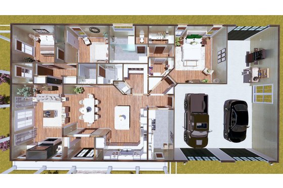 Floor Plan - Main Floor 1 for Barndominium House Plan #44-291 - 3 bed, 2.5 bath