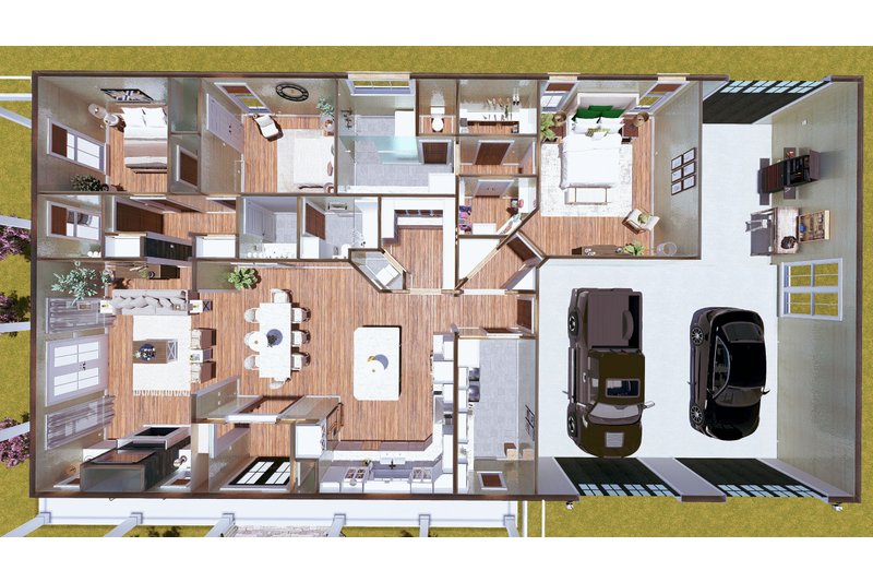 Home Plan - Floor Plan - Main Floor 1 for Barndominium House Plan #44-291 - 3 bed, 2.5 bath