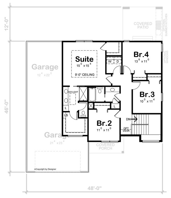 Contemporary Floor Plan - Upper Floor Plan #20-2476