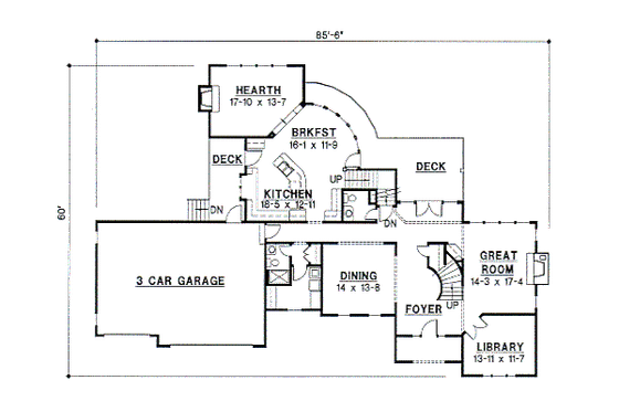 Floor Plan - Main Floor for European House Plan #67-243 - 4 bed, 4 bath