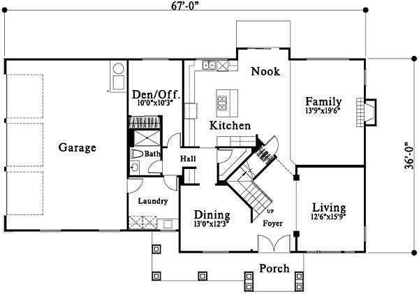 Floor Plan - Main Floor for Craftsman House Plan #78-219 - 4 bed, 3 bath