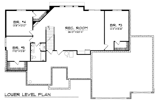 Architectural House Design - Traditional Floor Plan - Lower Floor Plan #70-296