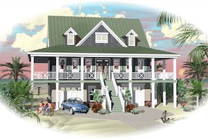 Exterior - Rear Elevation for Beach House Plan #81-13792 - 3 bed, 2.5 bath