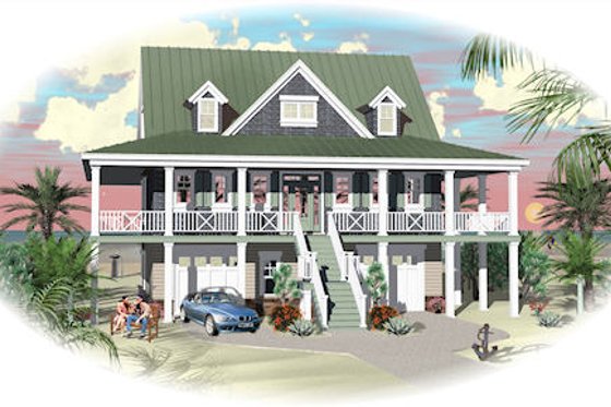 Exterior - Rear Elevation for Beach House Plan #81-13792 - 3 bed, 2.5 bath