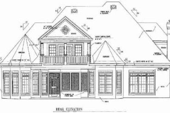 Exterior - Rear Elevation for Traditional House Plan #81-346 - 3 bed, 3 bath
