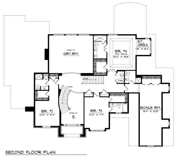 Home Plan - Traditional Floor Plan - Upper Floor Plan #70-555