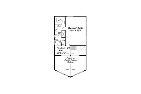 Floor Plan - Upper Floor for Cottage House Plan #124-1130 - 3 bed, 2 bath