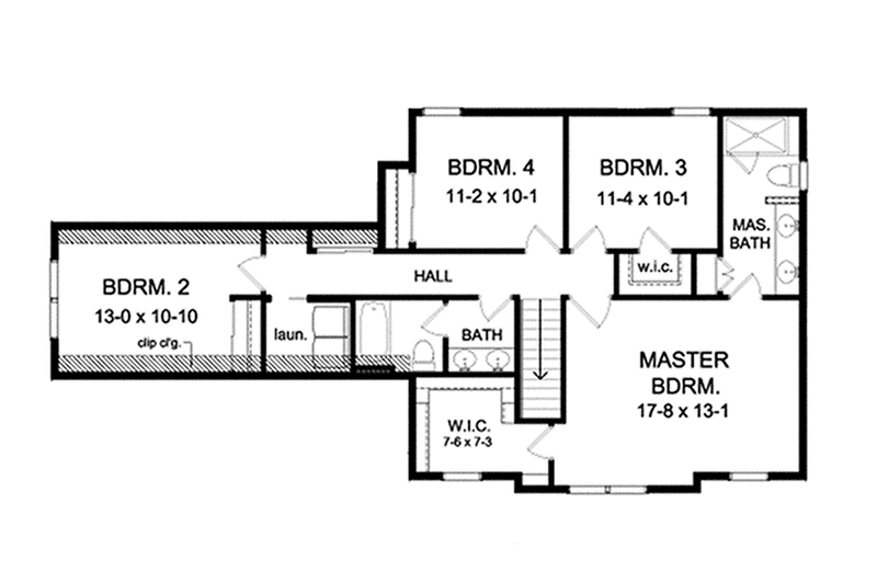 Home Plan - Floor Plan - Upper Floor for Country House Plan #1010-124 - 4 bed, 2.5 bath