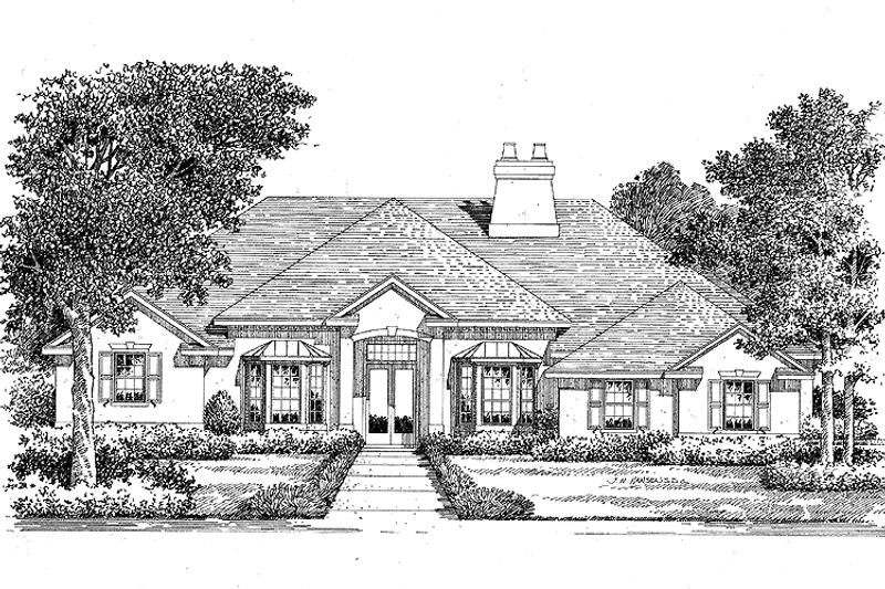 Home Plan - Exterior - Front Elevation 3 for Ranch House Plan #999-20 - 4 bed, 3 bath