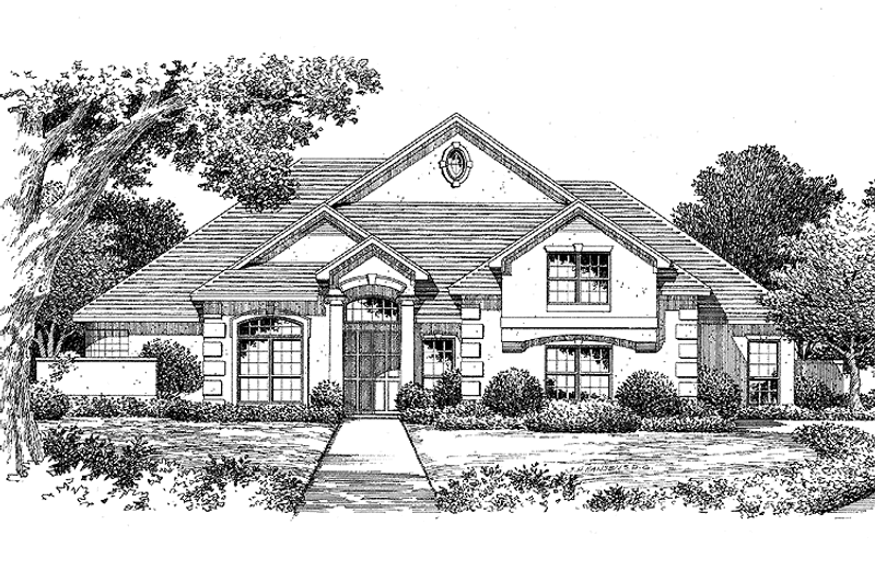 Architectural House Design - Exterior - Front Elevation 3 for Traditional House Plan #999-46 - 4 bed, 3 bath