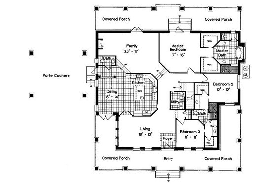 Floor Plan - Main Floor for Southern House Plan #417-341 - 3 bed, 2.5 bath