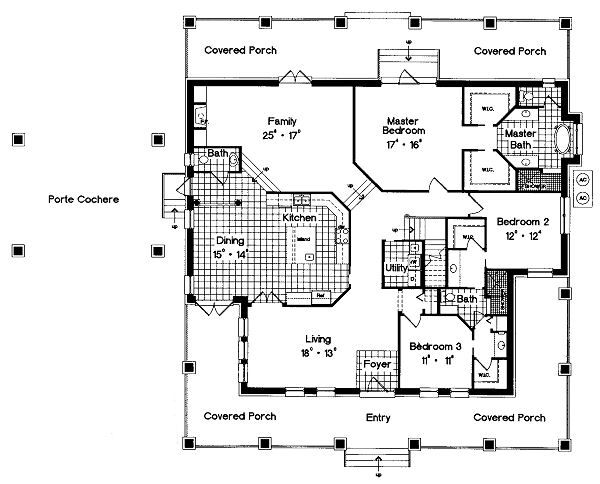 Southern Floor Plan - Main Floor Plan #417-341