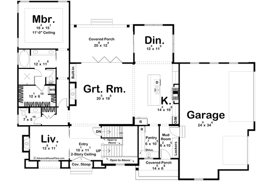 Floor Plan - Main Floor for Modern House Plan #455-358 - 4 bed, 3.5 bath