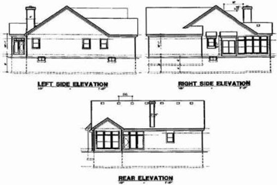 Exterior - Rear Elevation for European House Plan #67-281 - 3 bed, 2 bath