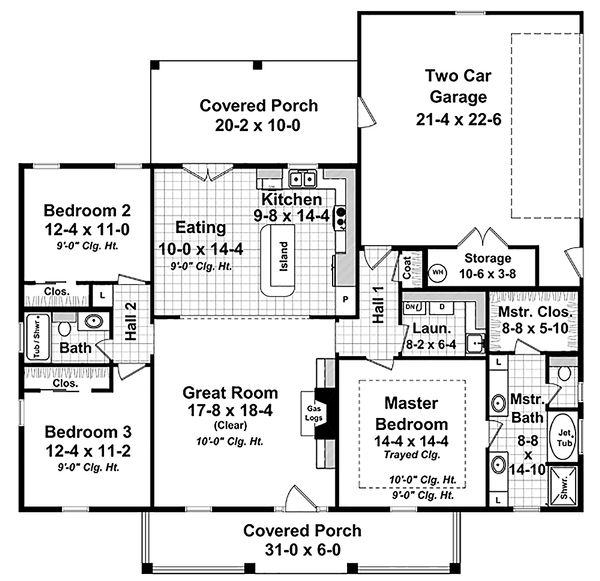 Architectural House Design - Country Floor Plan - Main Floor Plan #21-392