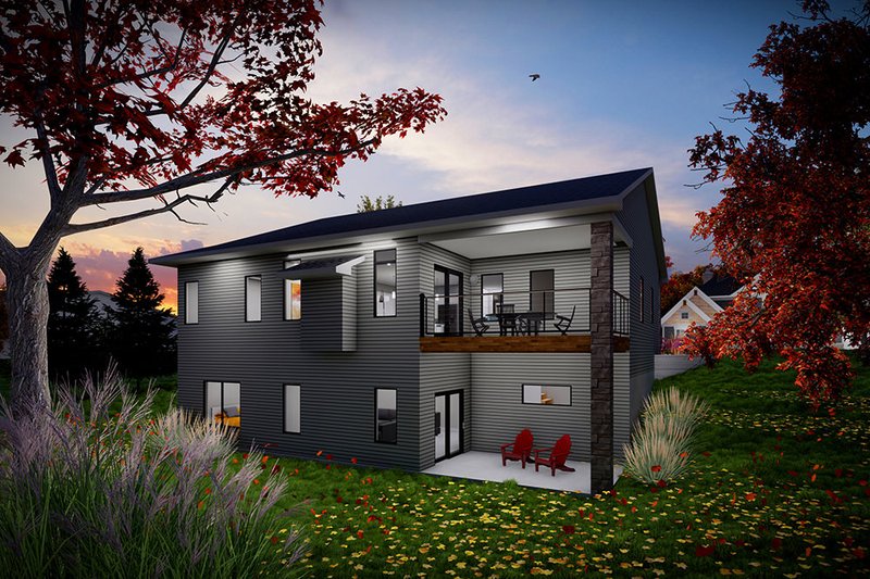 House Design - Exterior - Rear Elevation for Modern House Plan #70-1524 - 4 bed, 3 bath