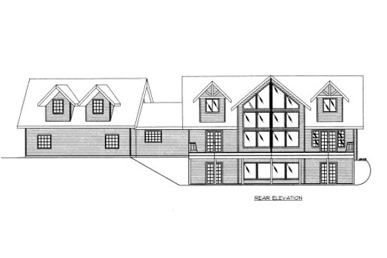 Exterior - Rear Elevation for Craftsman House Plan #117-703 - 3 bed, 2 bath