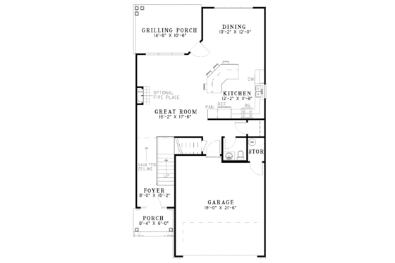 Floor Plan - Main Floor for Country House Plan #17-3254 - 3 bed, 2.5 bath
