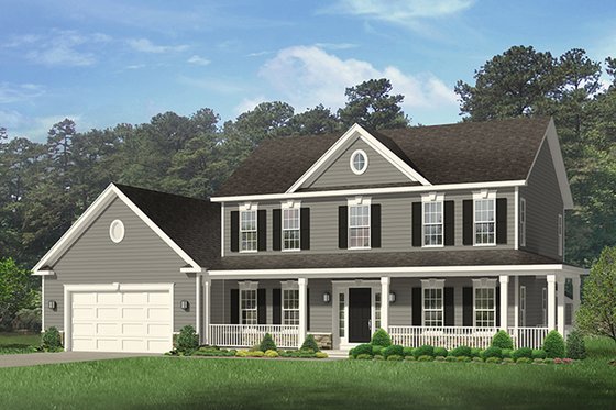 Exterior - Front Elevation 3 for Colonial House Plan #1010-152 - 4 bed, 2.5 bath