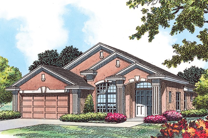 Home Plan - Exterior - Front Elevation 3 for Mediterranean House Plan #417-854 - 3 bed, 2 bath