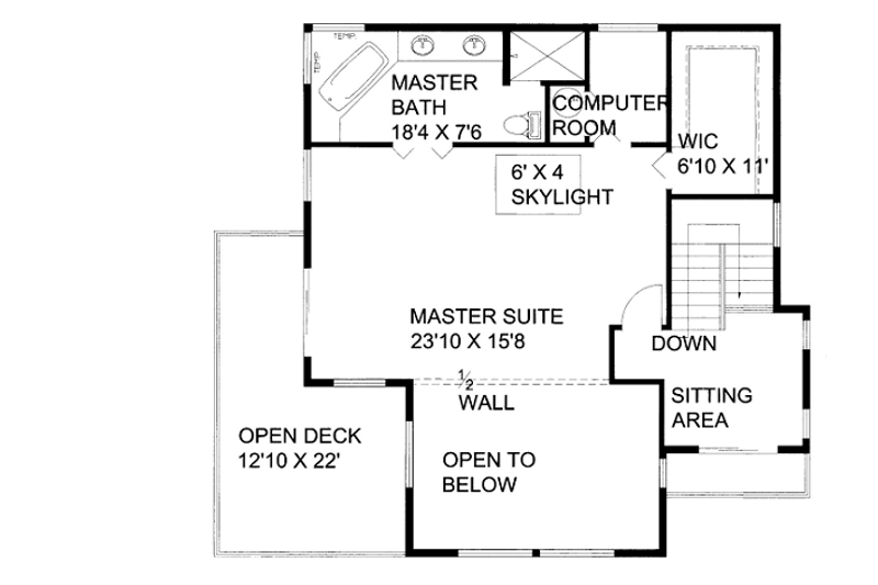 Architectural House Design - Floor Plan - Upper Floor for Modern House Plan #117-757 - 3 bed, 3 bath