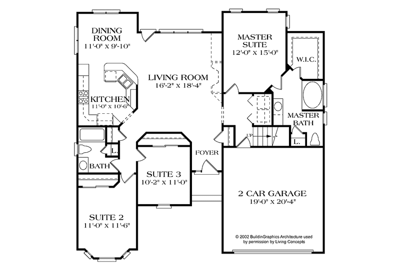 Dream House Plan - Floor Plan - Main Floor for Colonial House Plan #453-280 - 3 bed, 2 bath