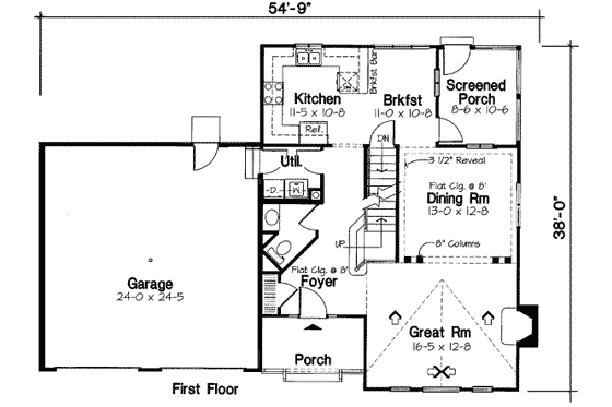 Floor Plan - Main Floor for Traditional House Plan #312-519 - 3 bed, 2.5 bath