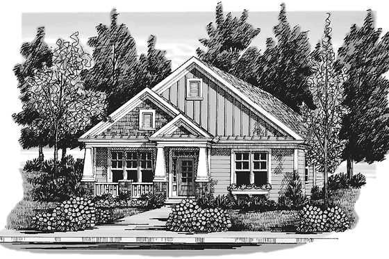Exterior - Front Elevation 3 for Craftsman House Plan #927-297 - 2 bed, 2 bath