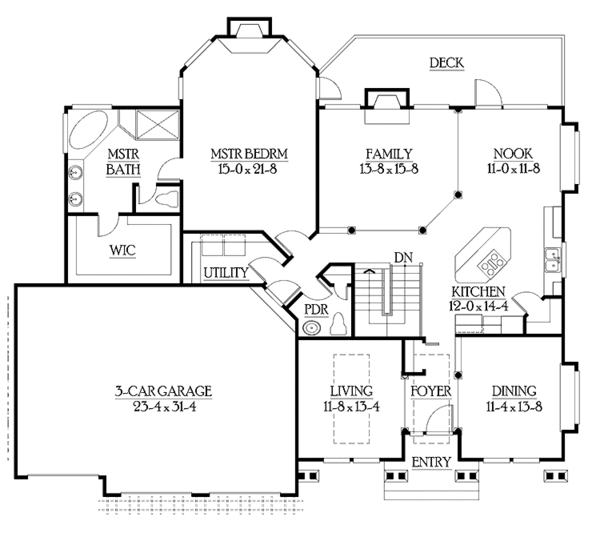 Architectural House Design - Craftsman Floor Plan - Main Floor Plan #132-345
