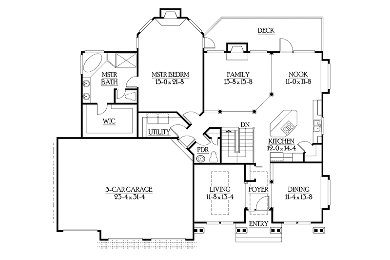 Home Plan - Floor Plan - Main Floor for Craftsman House Plan #132-345 - 4 bed, 3.5 bath