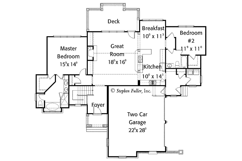 Home Plan - Floor Plan - Main Floor for Bungalow House Plan #429-367 - 2 bed, 2 bath