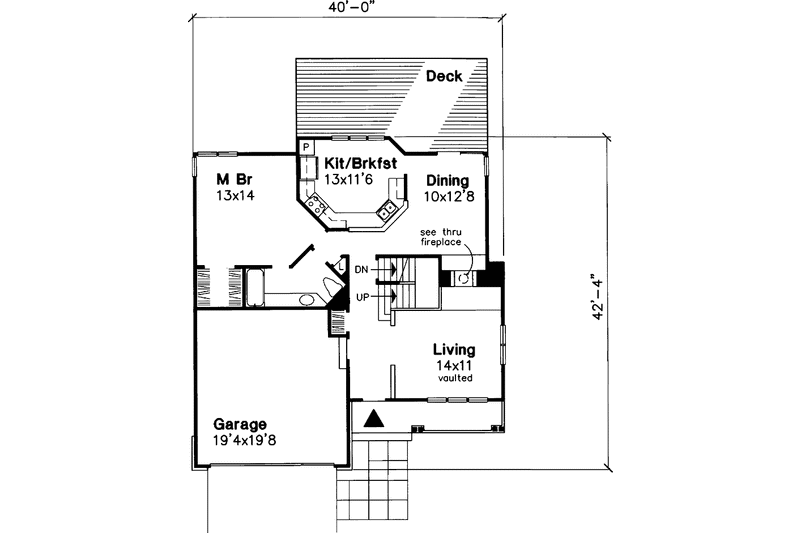 Home Plan - Floor Plan - Main Floor for Craftsman House Plan #320-648 - 3 bed, 2 bath