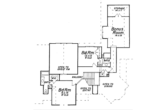 Floor Plan - Upper Floor for European House Plan #52-164 - 4 bed, 4 bath