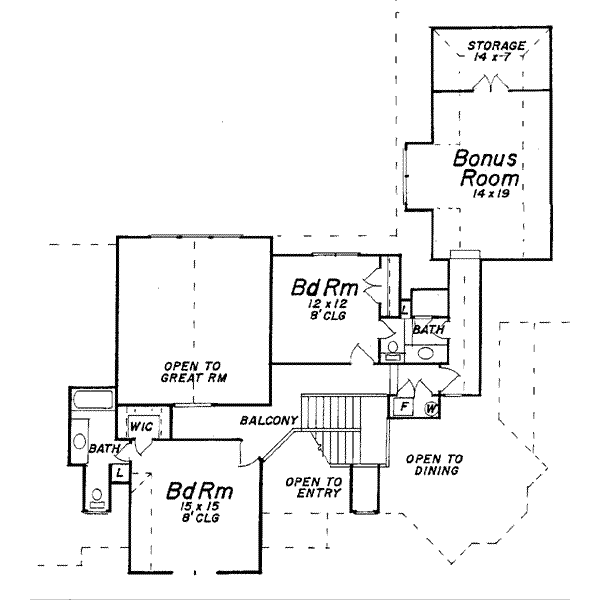 House Blueprint - European Floor Plan - Upper Floor Plan #52-164