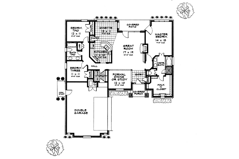 Dream House Plan - Floor Plan - Main Floor for Ranch House Plan #310-1136 - 3 bed, 2 bath