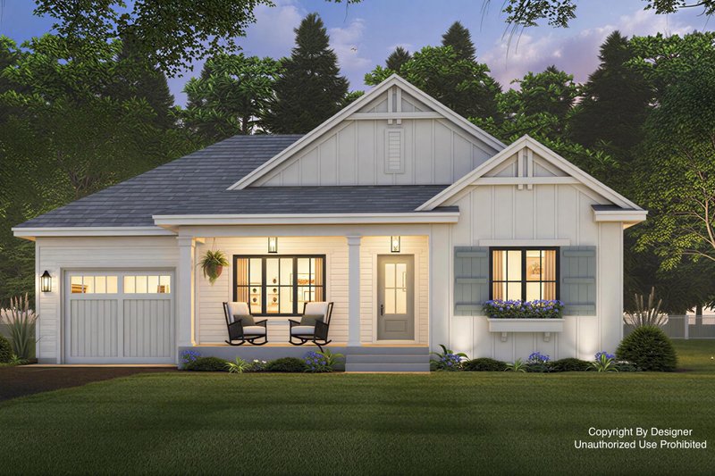 House Blueprint - Farmhouse Exterior - Front Elevation Plan #51-1486