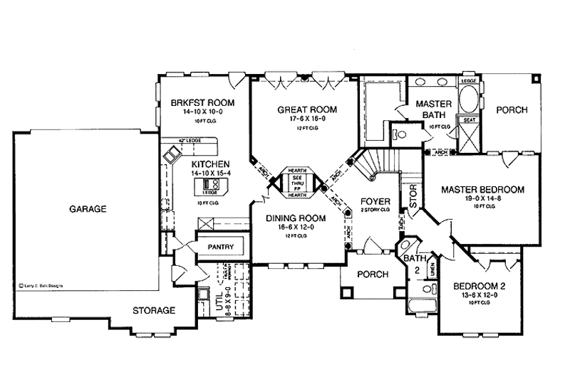 House Design - Floor Plan - Main Floor for European House Plan #952-125 - 4 bed, 3 bath