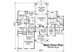 Craftsman style house plan, bungalow design, main level floor plan