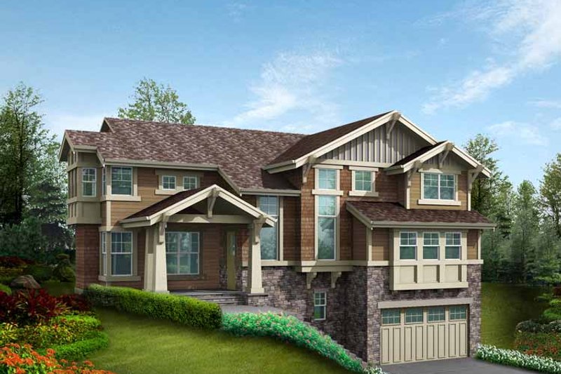Architectural House Design - Craftsman Exterior - Front Elevation Plan #132-466
