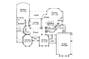 Floor Plan - Main Floor for Mediterranean House Plan #411-120 - 4 bed, 3.5 bath